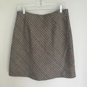 Contemporaine Par Simons Wool Houndstooth Tweed A-Line Skirt Academia Preppy 6